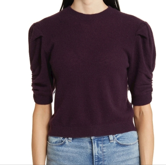 Frame ruched sleeve cashmere sweater - Picture 1 of 8